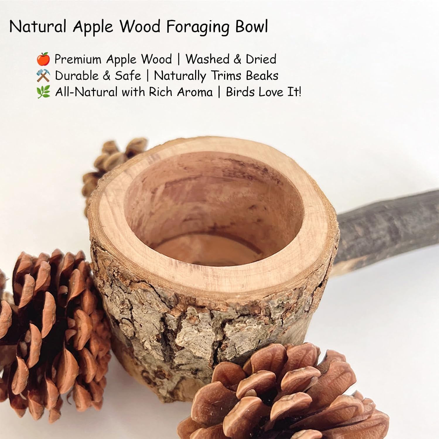 Natural Apple Wood Foraging Bowl - Hình 2