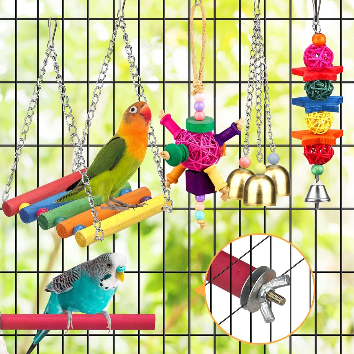 Vibrant Parrot Cage Play Toys - Hình 5