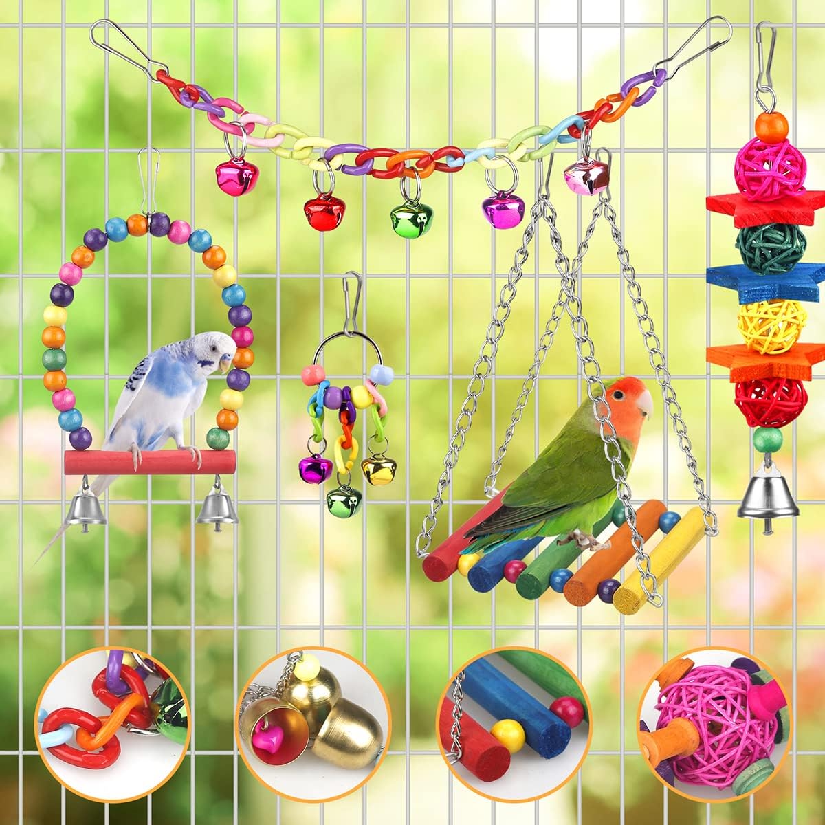 Vibrant Parrot Cage Play Toys - Hình 2