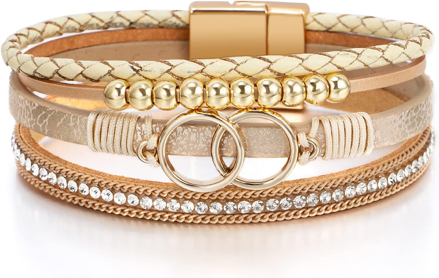 Fesciory Leather Wrap Bracelet for Women, Boho Western Layered Cuff