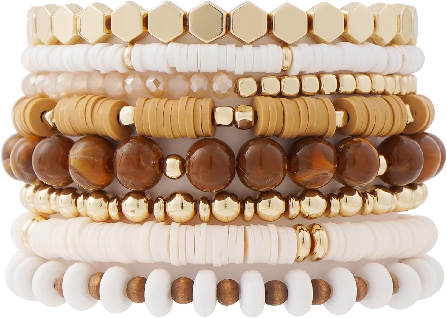 GOOJIDS Surfer Heishi Clay Bead Bracelets for Women Bohemian Stackable