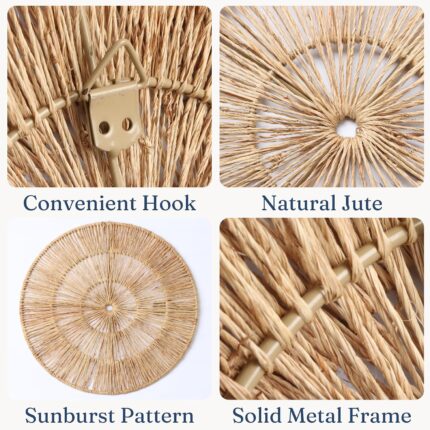 CHI AN HOME Wicker 23 Inch Jute Wall Decor Baskets, Set of 6 Extra