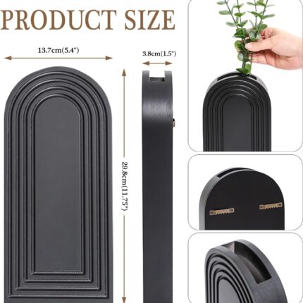 Dnnnii 2 Pack Wooden Wall Vase Set – Brown Finish Modern Farmhouse & Boho