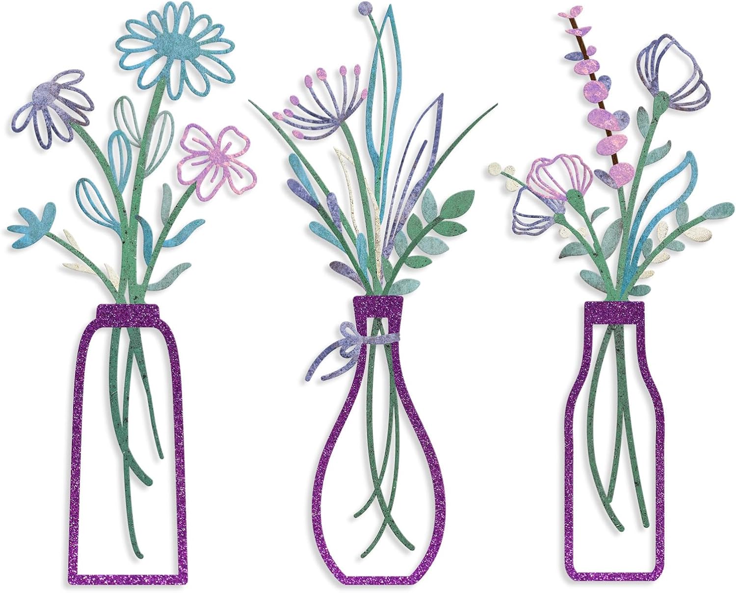 Pigort 3 Pieces Metal Flowers Wall Art- Rustic Farmhouse Decor Minimalist Decor for Living