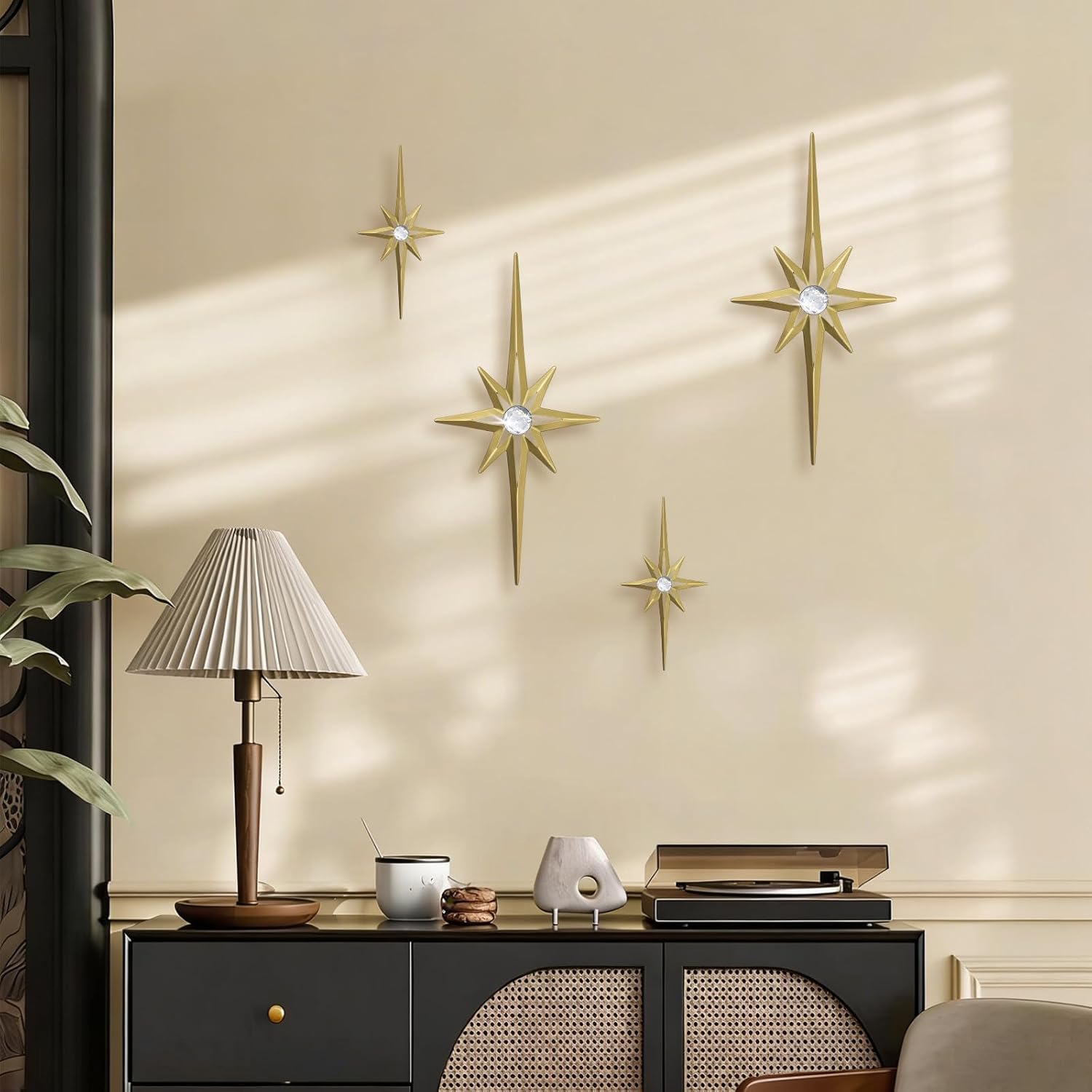 sxnzequnze 4 Pcs Star Wall Art for Home Decor Living Room Bedroom Office Metal