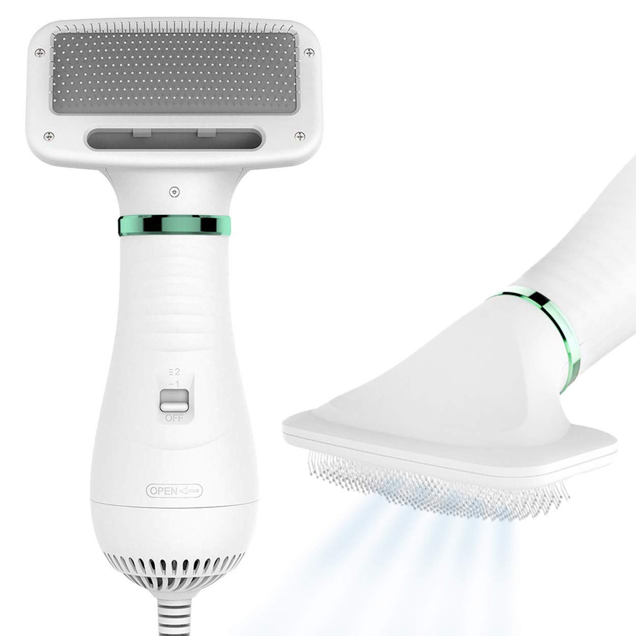 2-in-1 Pet Hair Dryer & Grooming Brush - Adjustable Temp