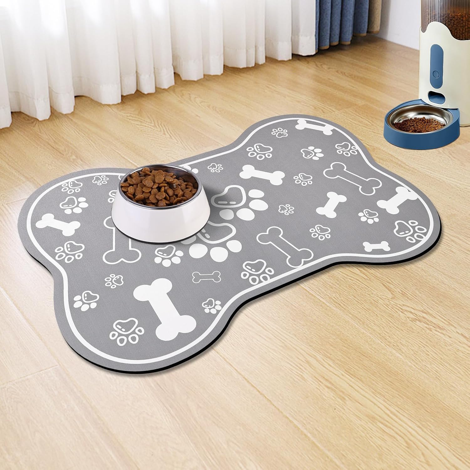 Paw-Print Bone Shaped Pet Feeding Mat