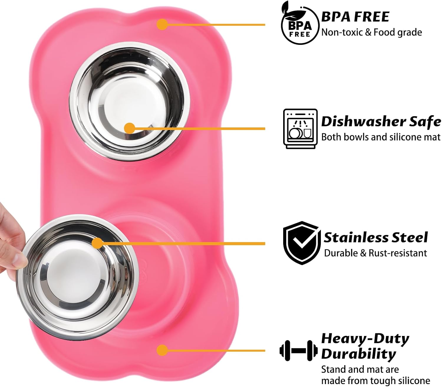 Dual Stainless Steel Pet Bowls - Hình 2