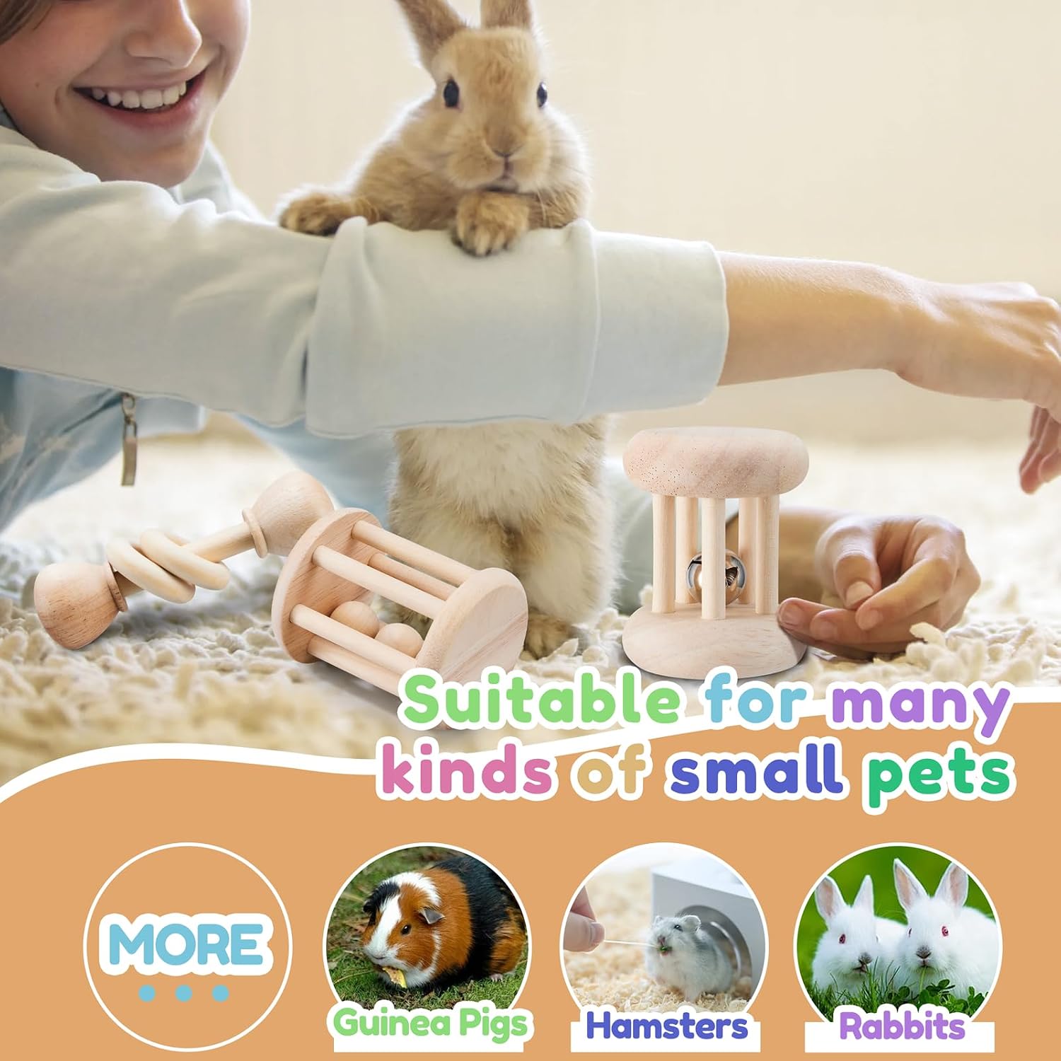 Natural Wood Chew Toys for Small Pets - Hình 2