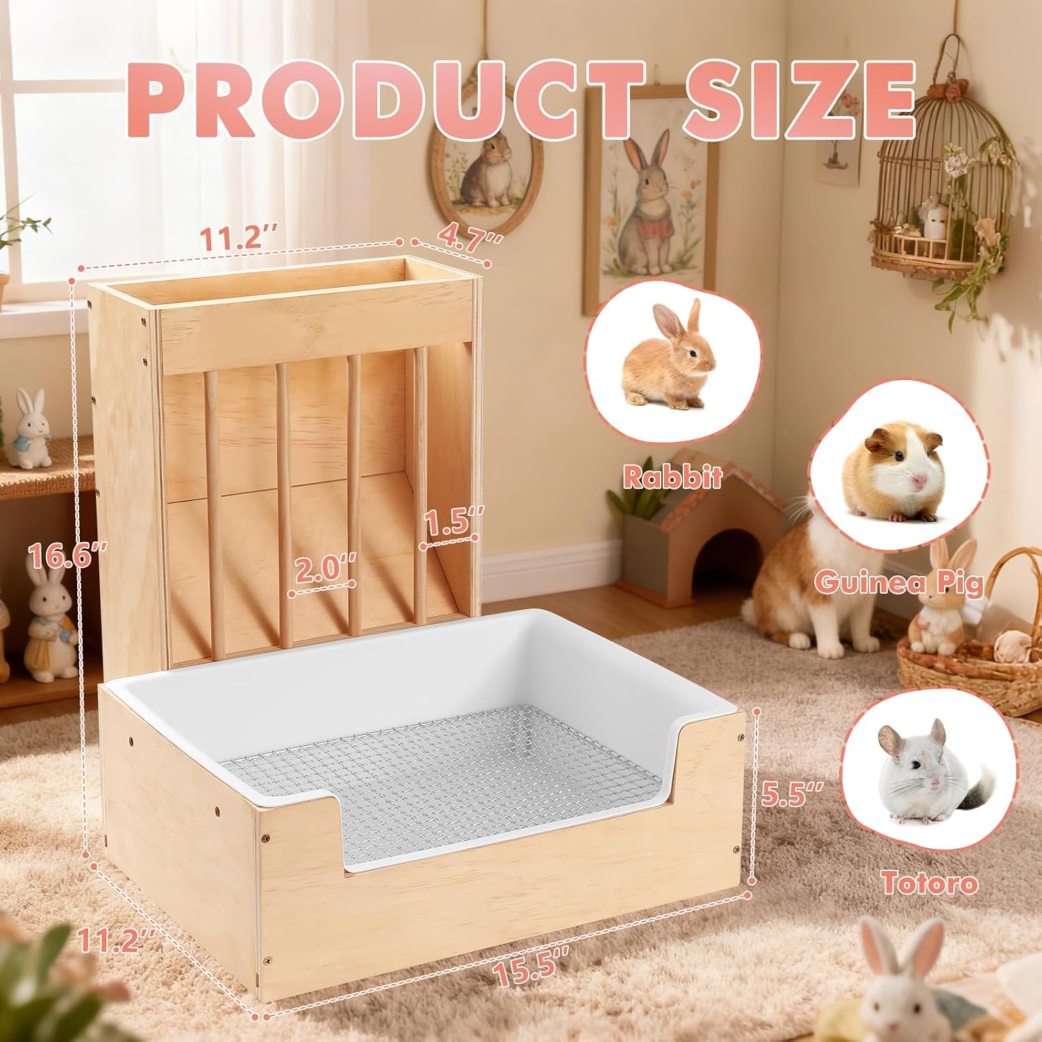 Wooden Rabbit Litter Box - Hình 2