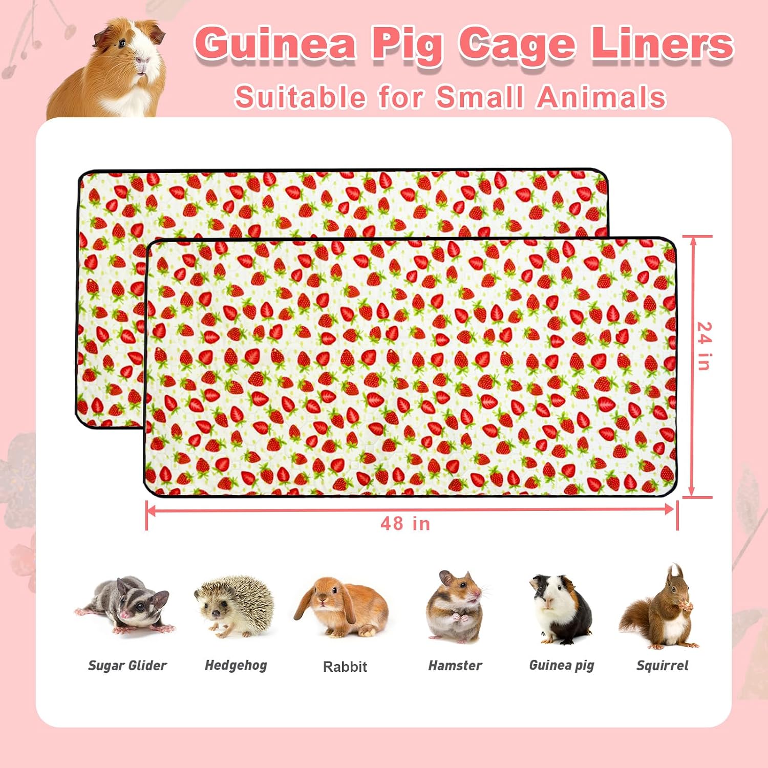 Strawberry Print Reusable Cage Liner - Hình 2