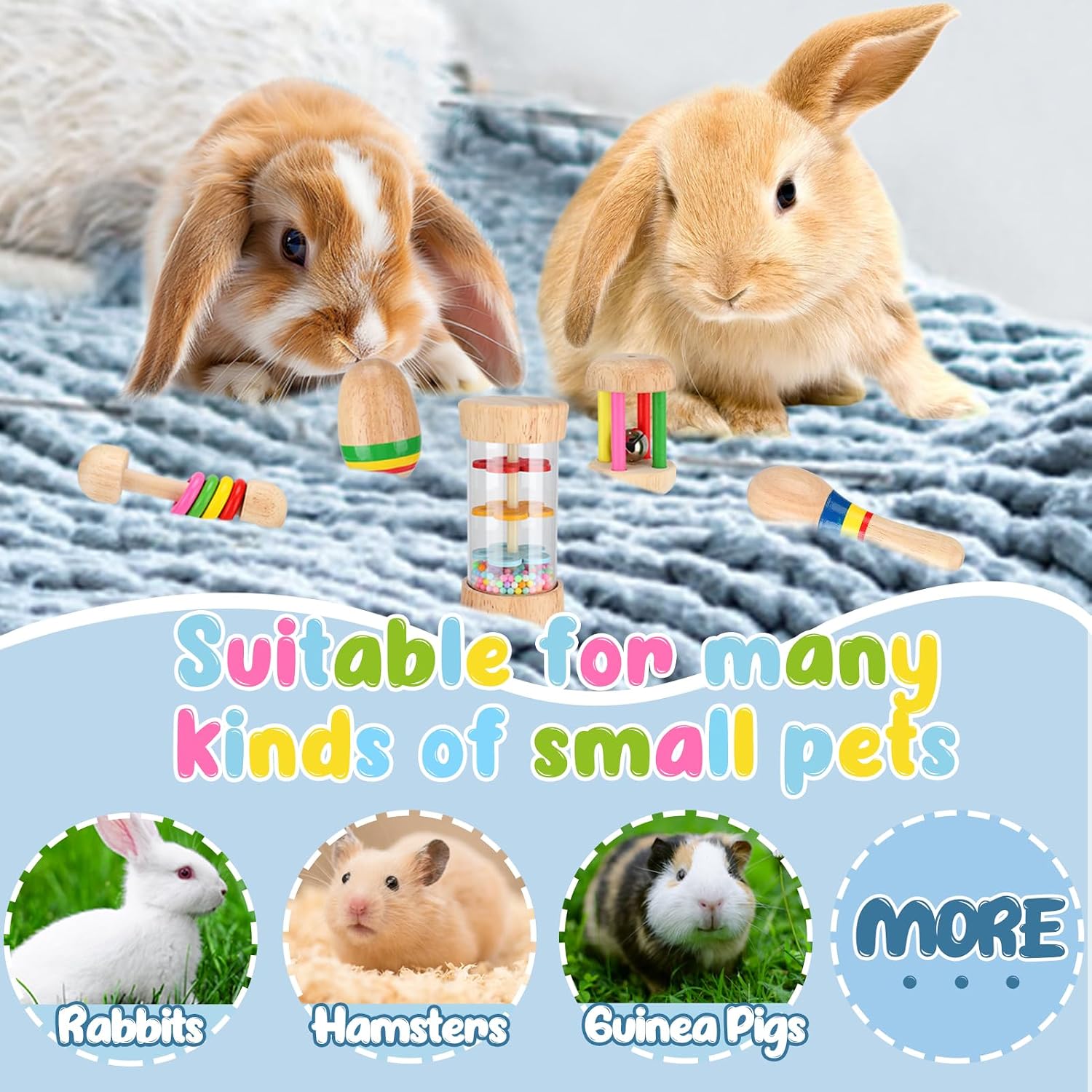 Wooden Pet Rattle Chew Toy Set - Hình 6