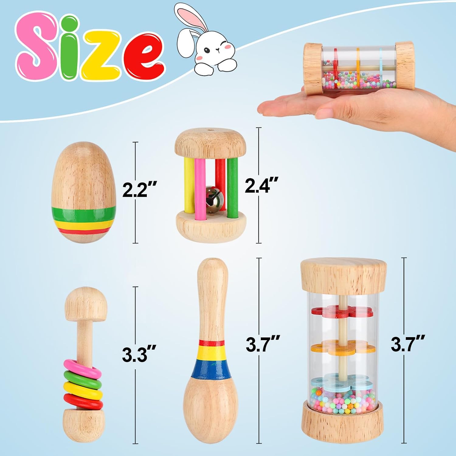 Wooden Pet Rattle Chew Toy Set - Hình 5