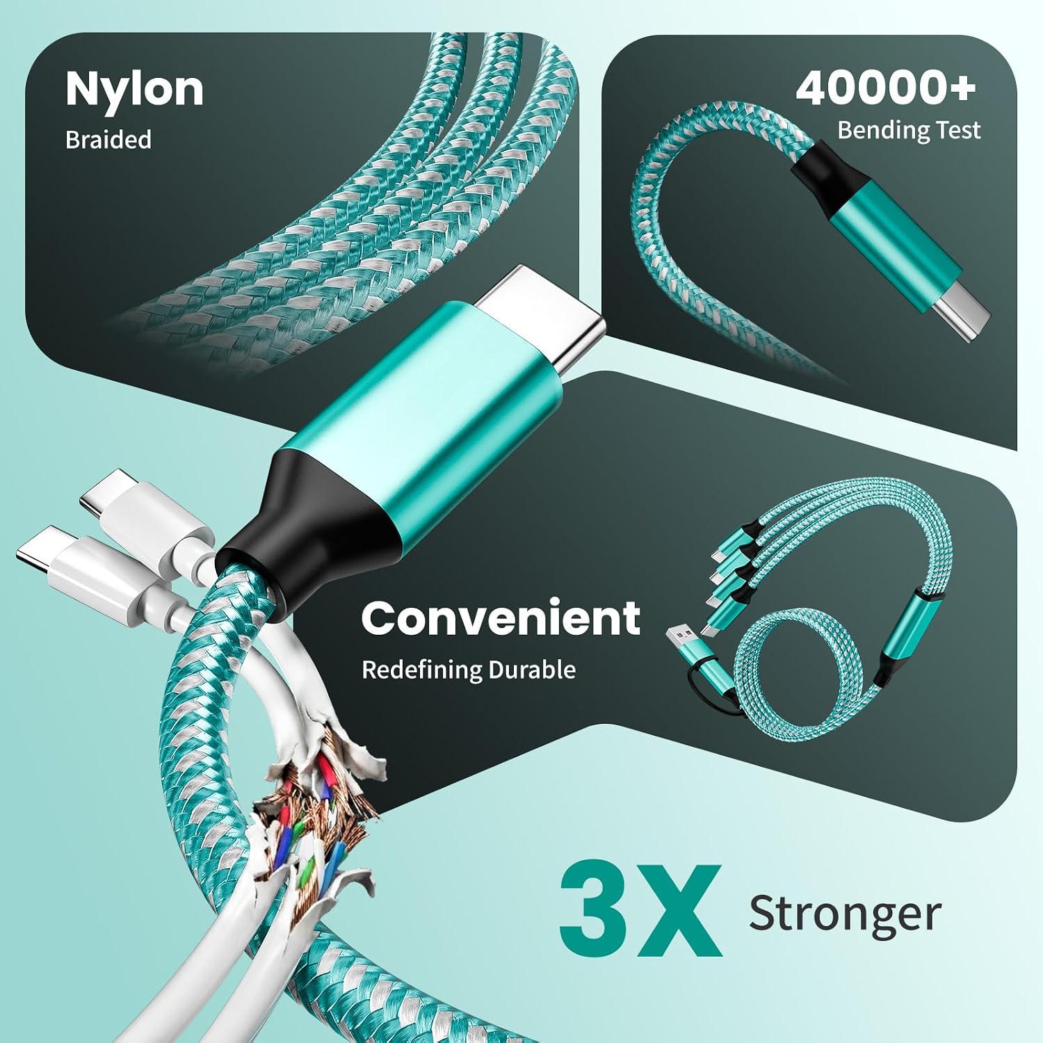 4 in 2 USB A/C to USBC Charging Cord,USB C Splitter Multi Charging Cable