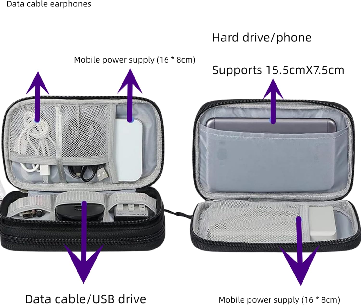 FANBODTA Electronic Organizer Travel Cable Accessories BagPouch Portable Waterproof Storage Bag Electronic Organizer Case