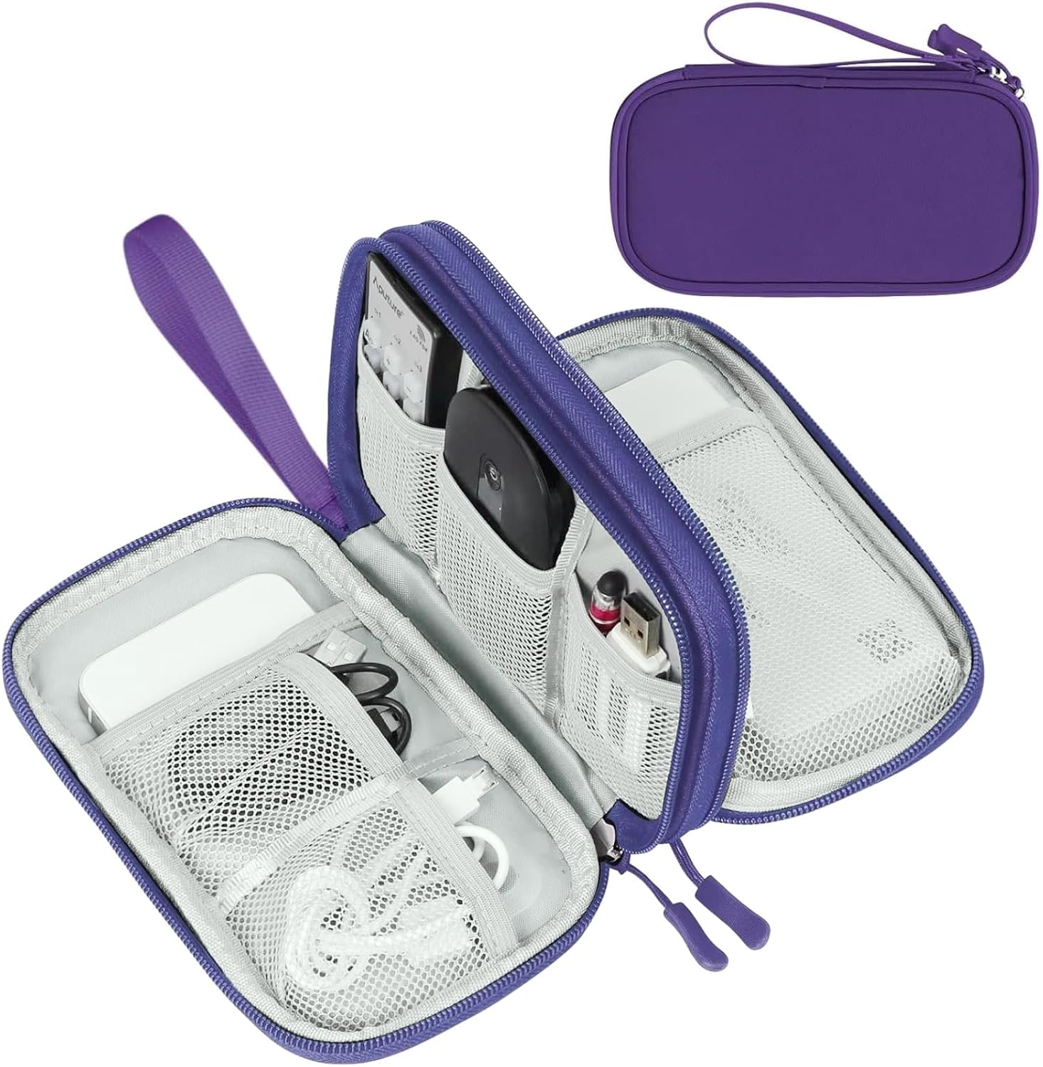 FYY Electronic Organizer, Travel Tech Pouch Bag, Cable Organizer Black | Wrist Strap, Waterproof,