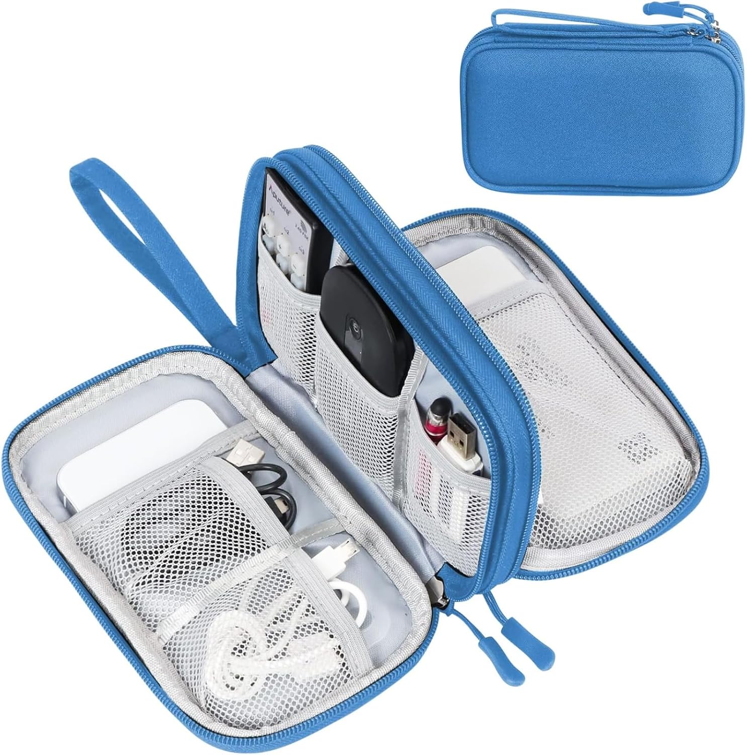 FYY Electronic Organizer, Travel Tech Pouch Bag, Cable Organizer Black | Wrist Strap, Waterproof,