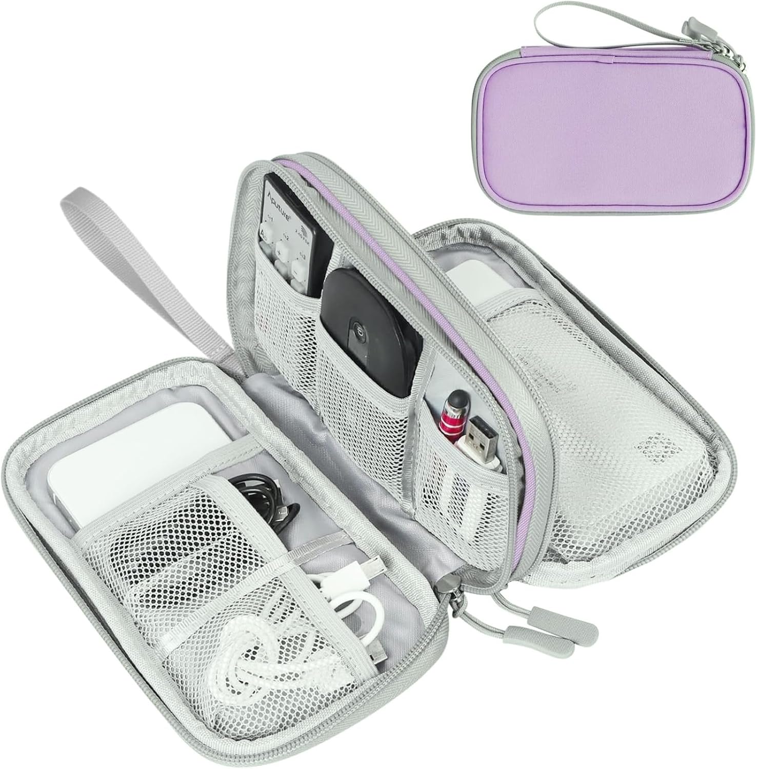 FYY Electronic Organizer, Travel Tech Pouch Bag, Cable Organizer Black | Wrist Strap, Waterproof,