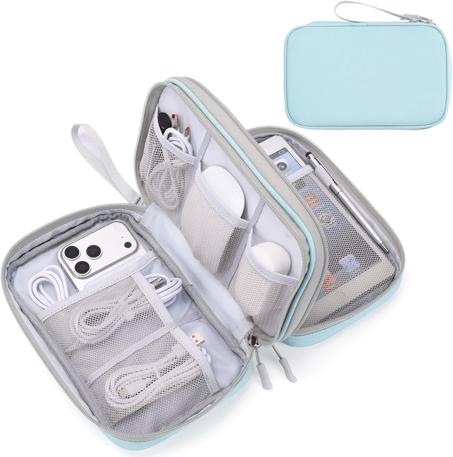 FYY Electronic Organizer, Travel Tech Pouch Bag, Cable Organizer Black | Wrist Strap, Waterproof,