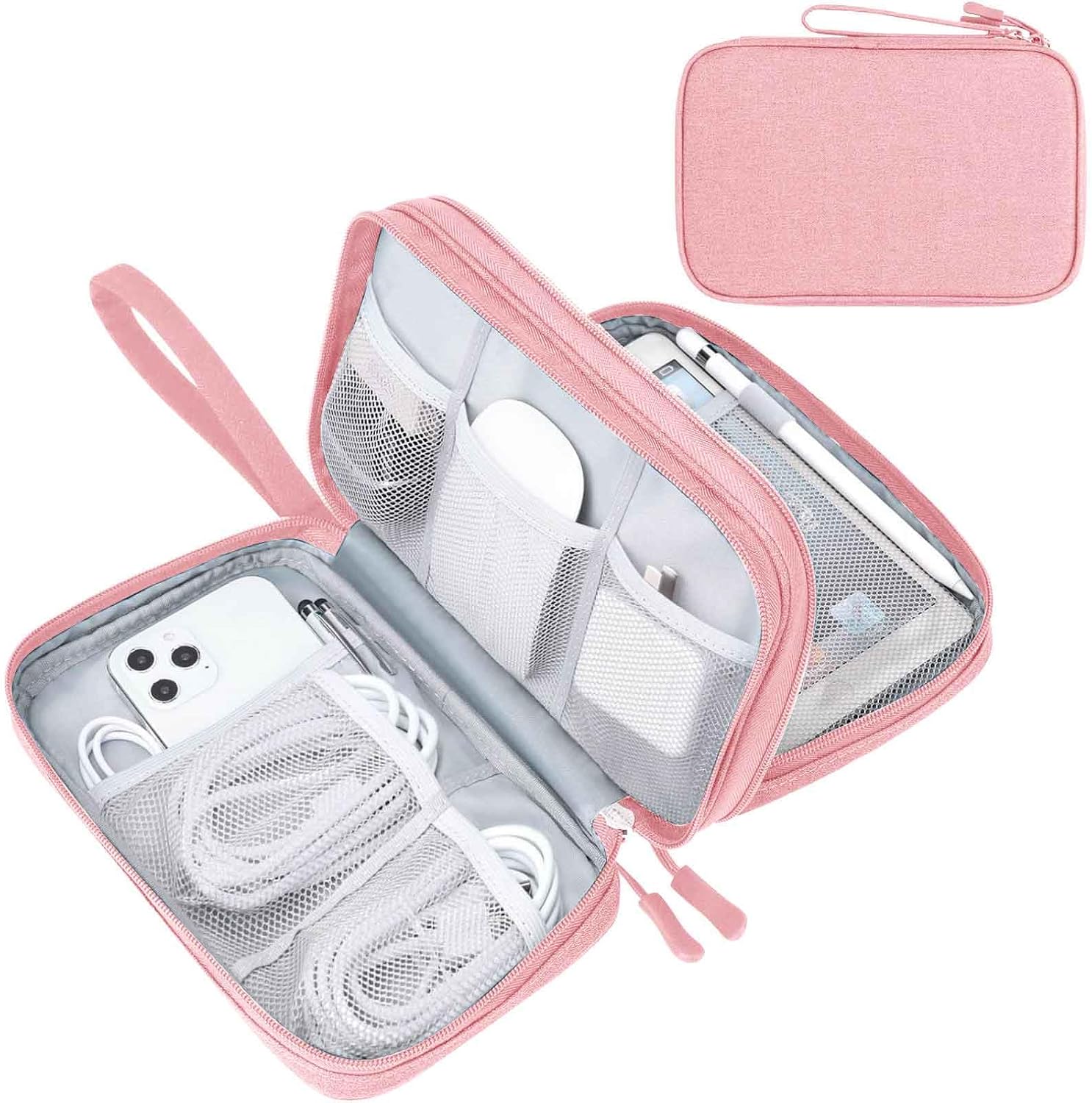 FYY Electronic Organizer, Travel Tech Pouch Bag, Cable Organizer Black | Wrist Strap, Waterproof,
