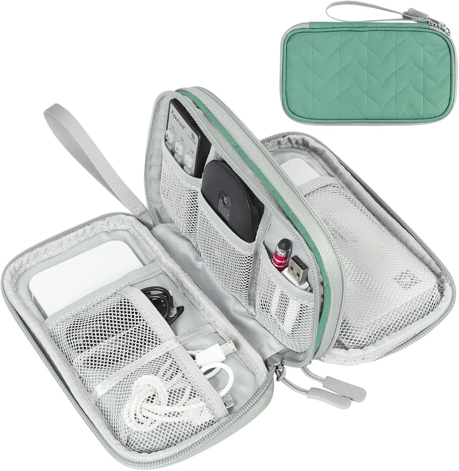 FYY Electronic Organizer, Travel Tech Pouch Bag, Cable Organizer Black | Wrist Strap, Waterproof,