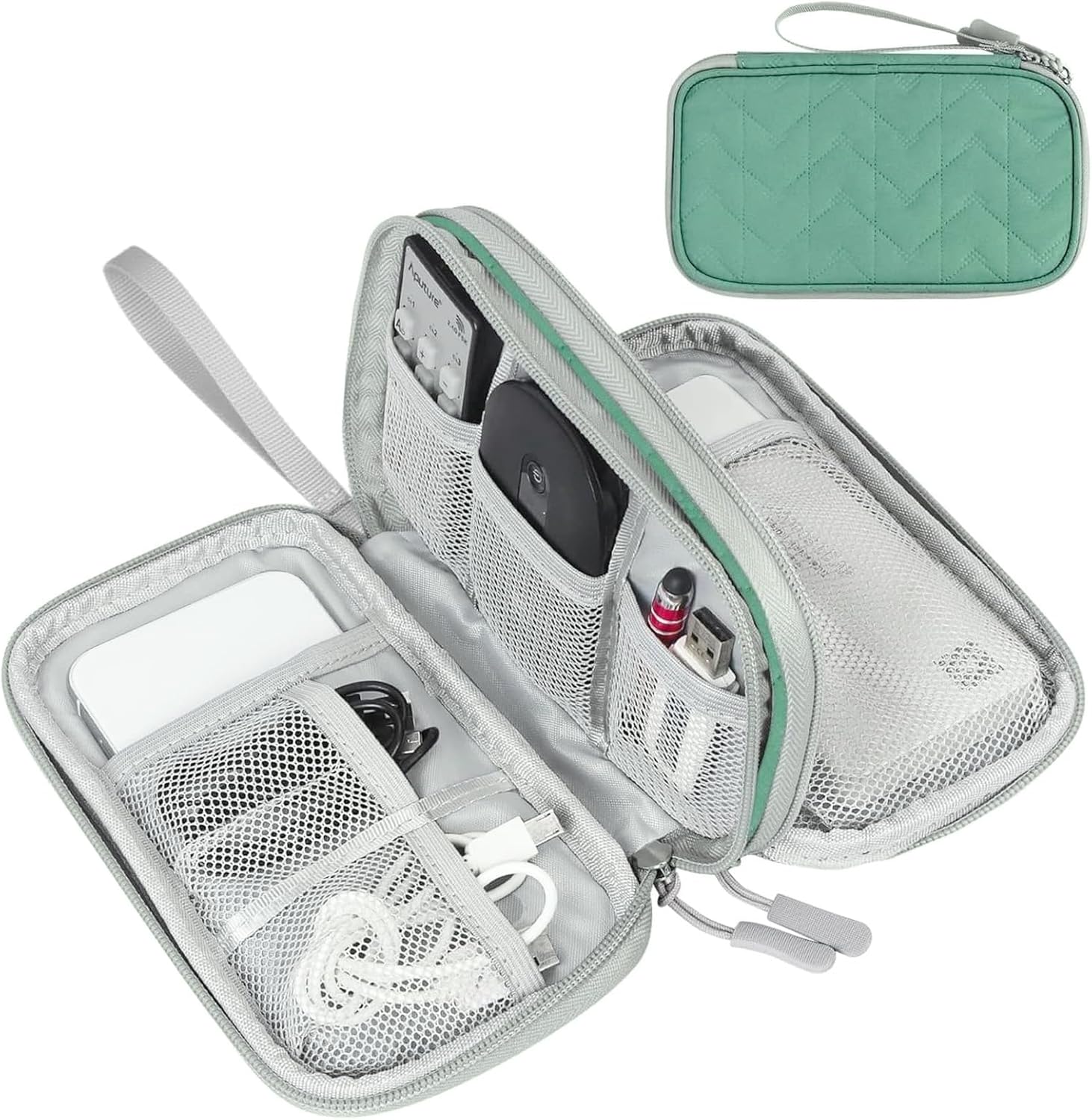 FYY Electronic Organizer, Travel Tech Pouch Bag, Cable Organizer Black | Wrist Strap, Waterproof,