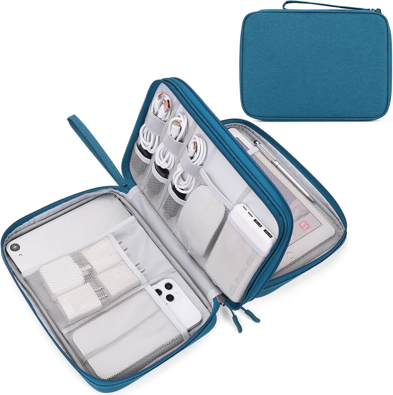 FYY Electronic Organizer, Travel Tech Pouch Bag, Cable Organizer Black | Wrist Strap, Waterproof,