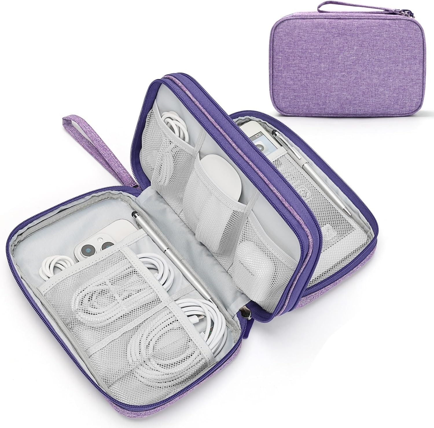 FYY Electronic Organizer, Travel Tech Pouch Bag, Cable Organizer Black | Wrist Strap, Waterproof,