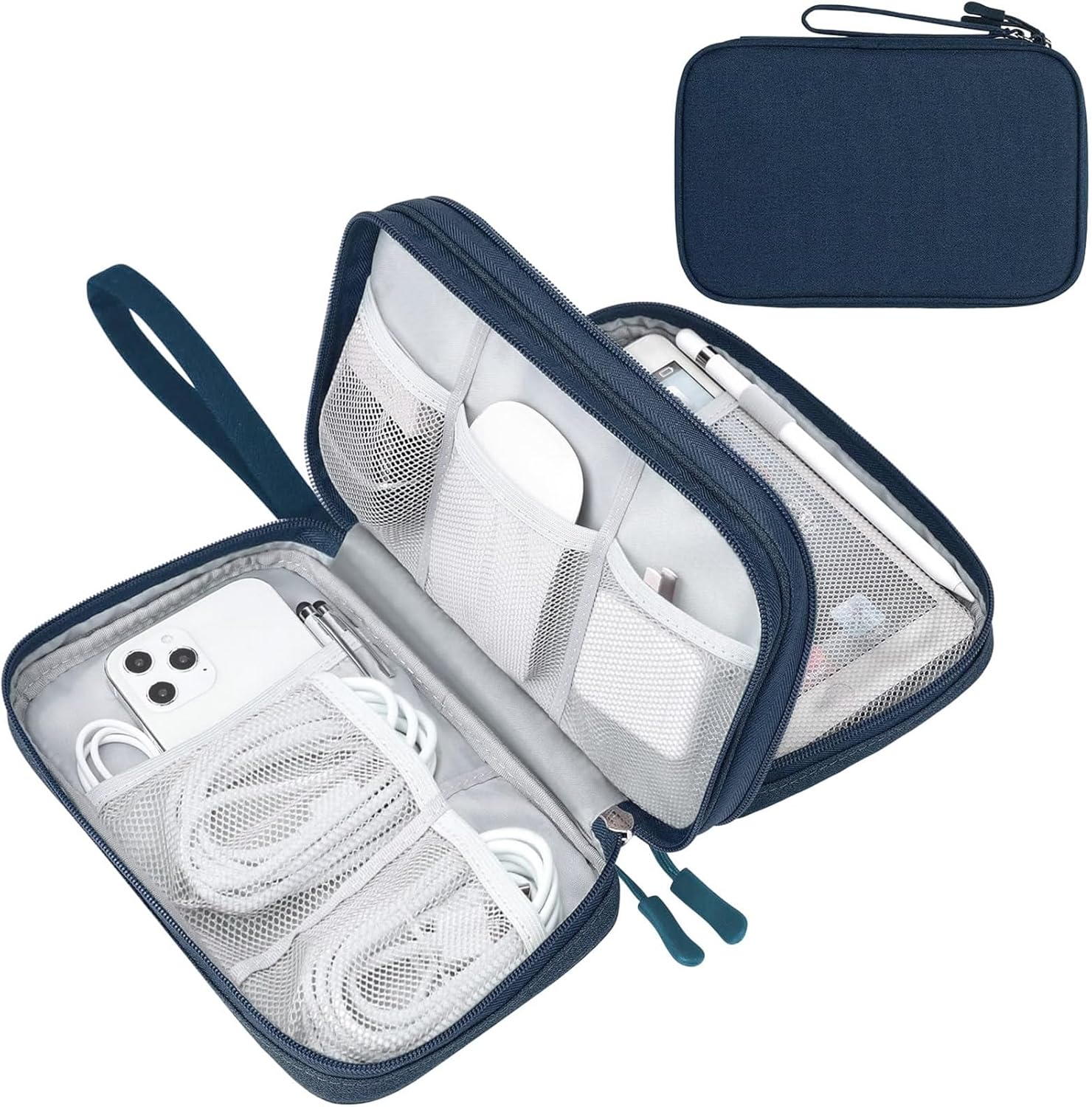 FYY Electronic Organizer, Travel Tech Pouch Bag, Cable Organizer Black | Wrist Strap, Waterproof,