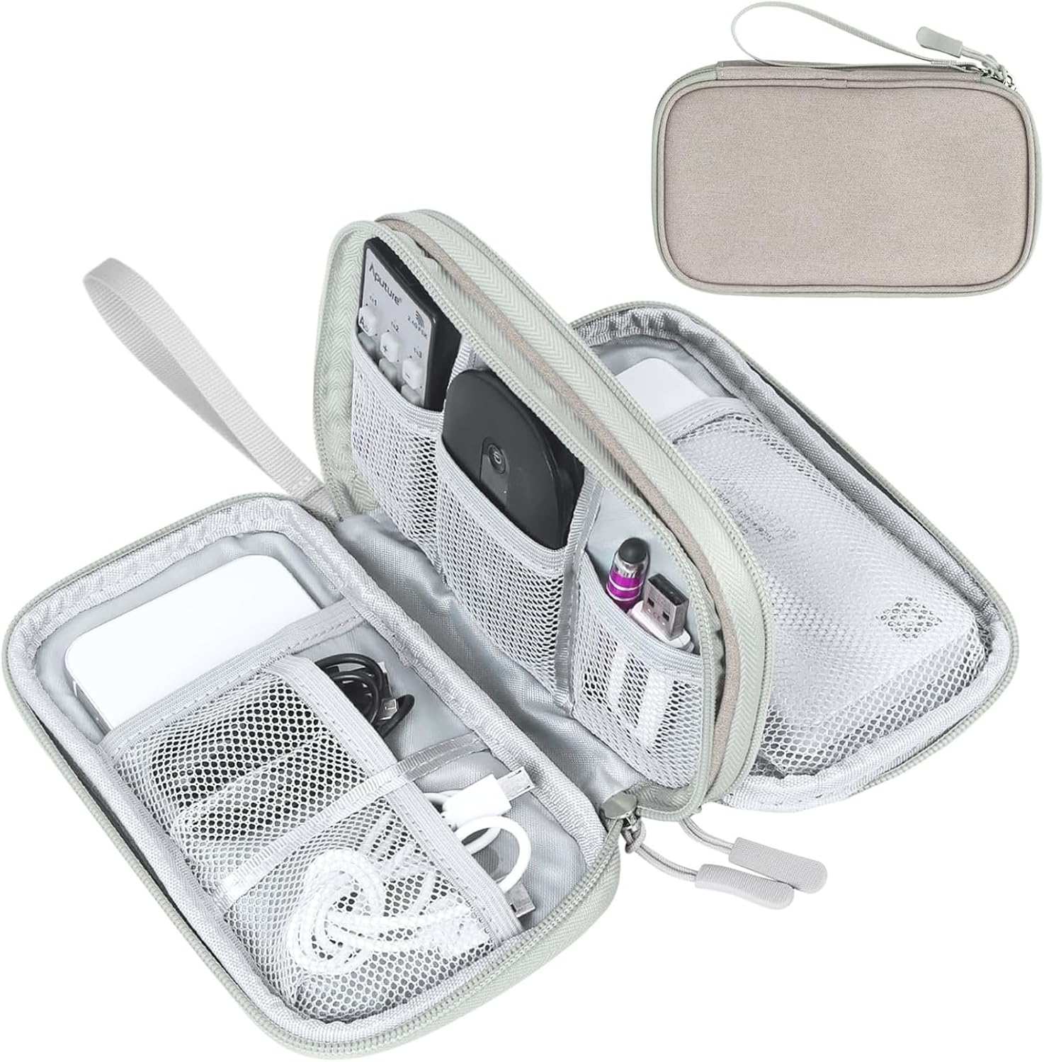 FYY Electronic Organizer, Travel Tech Pouch Bag, Cable Organizer Black | Wrist Strap, Waterproof,