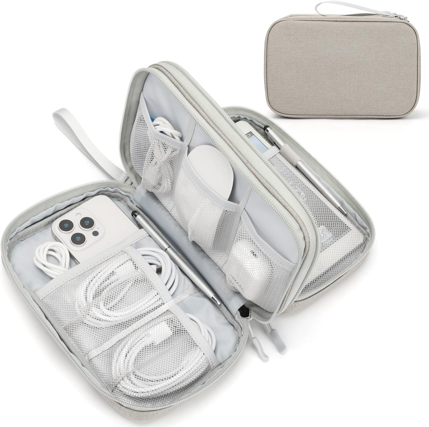 FYY Electronic Organizer, Travel Tech Pouch Bag, Cable Organizer Black | Wrist Strap, Waterproof,