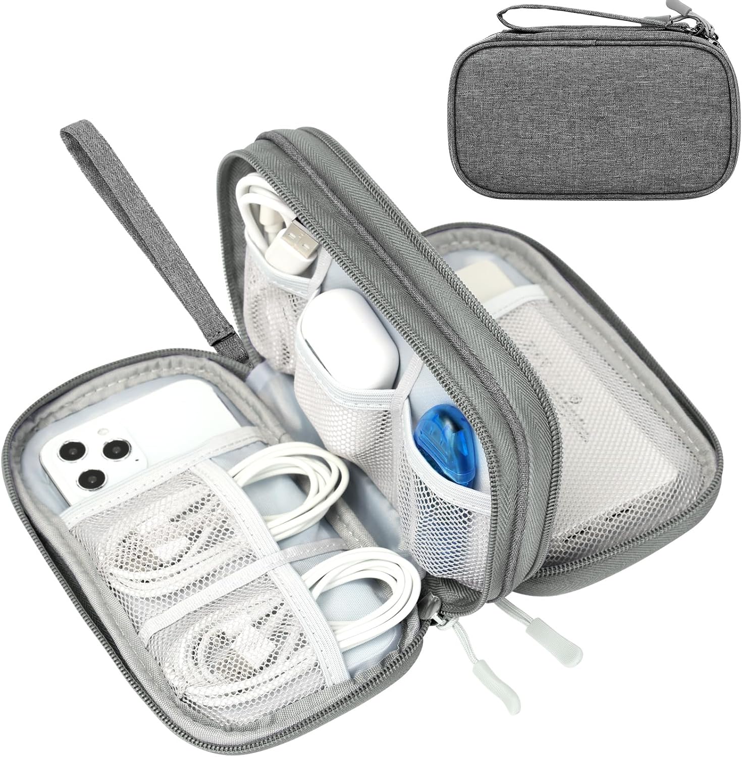FYY Electronic Organizer, Travel Tech Pouch Bag, Cable Organizer Black | Wrist Strap, Waterproof,