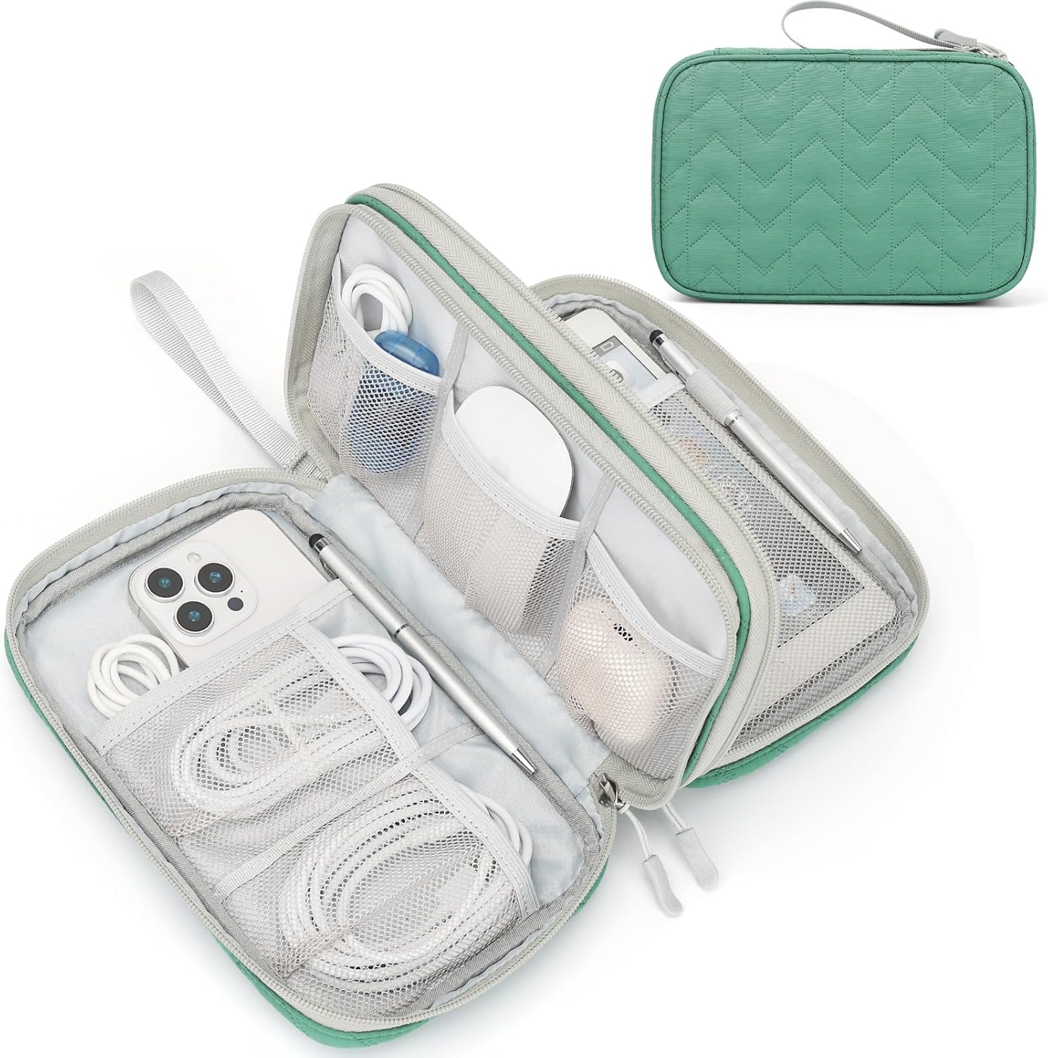 FYY Electronic Organizer, Travel Tech Pouch Bag, Cable Organizer Black | Wrist Strap, Waterproof,