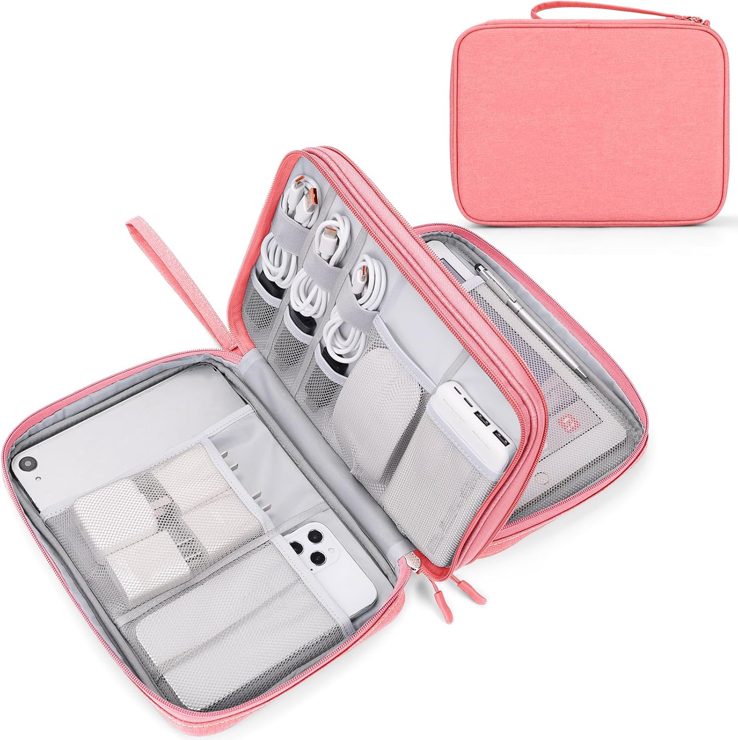 FYY Electronic Organizer, Travel Tech Pouch Bag, Cable Organizer Black | Wrist Strap, Waterproof,