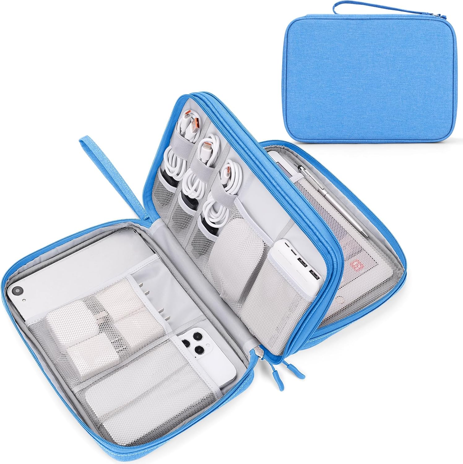 FYY Electronic Organizer, Travel Tech Pouch Bag, Cable Organizer Black | Wrist Strap, Waterproof,