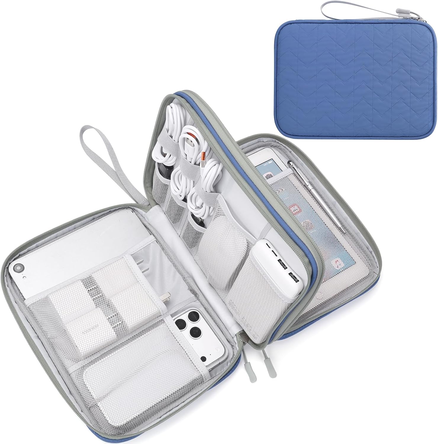 FYY Electronic Organizer, Travel Tech Pouch Bag, Cable Organizer Black | Wrist Strap, Waterproof,