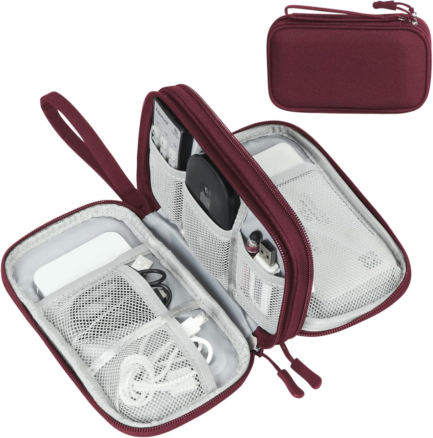 FYY Electronic Organizer, Travel Tech Pouch Bag, Cable Organizer Black | Wrist Strap, Waterproof,