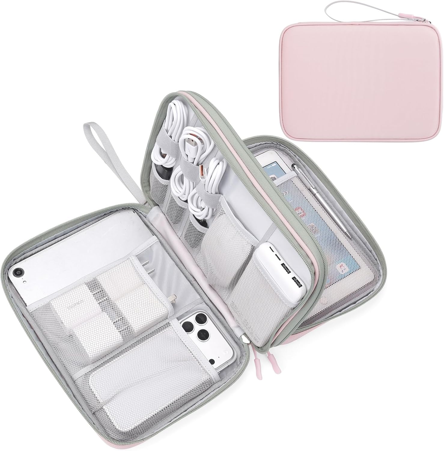 FYY Electronic Organizer, Travel Tech Pouch Bag, Cable Organizer Black | Wrist Strap, Waterproof,