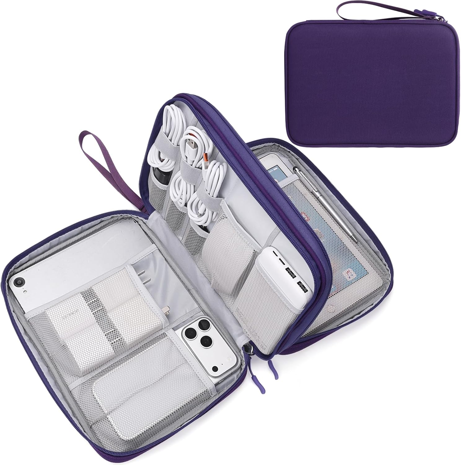 FYY Electronic Organizer, Travel Tech Pouch Bag, Cable Organizer Black | Wrist Strap, Waterproof,