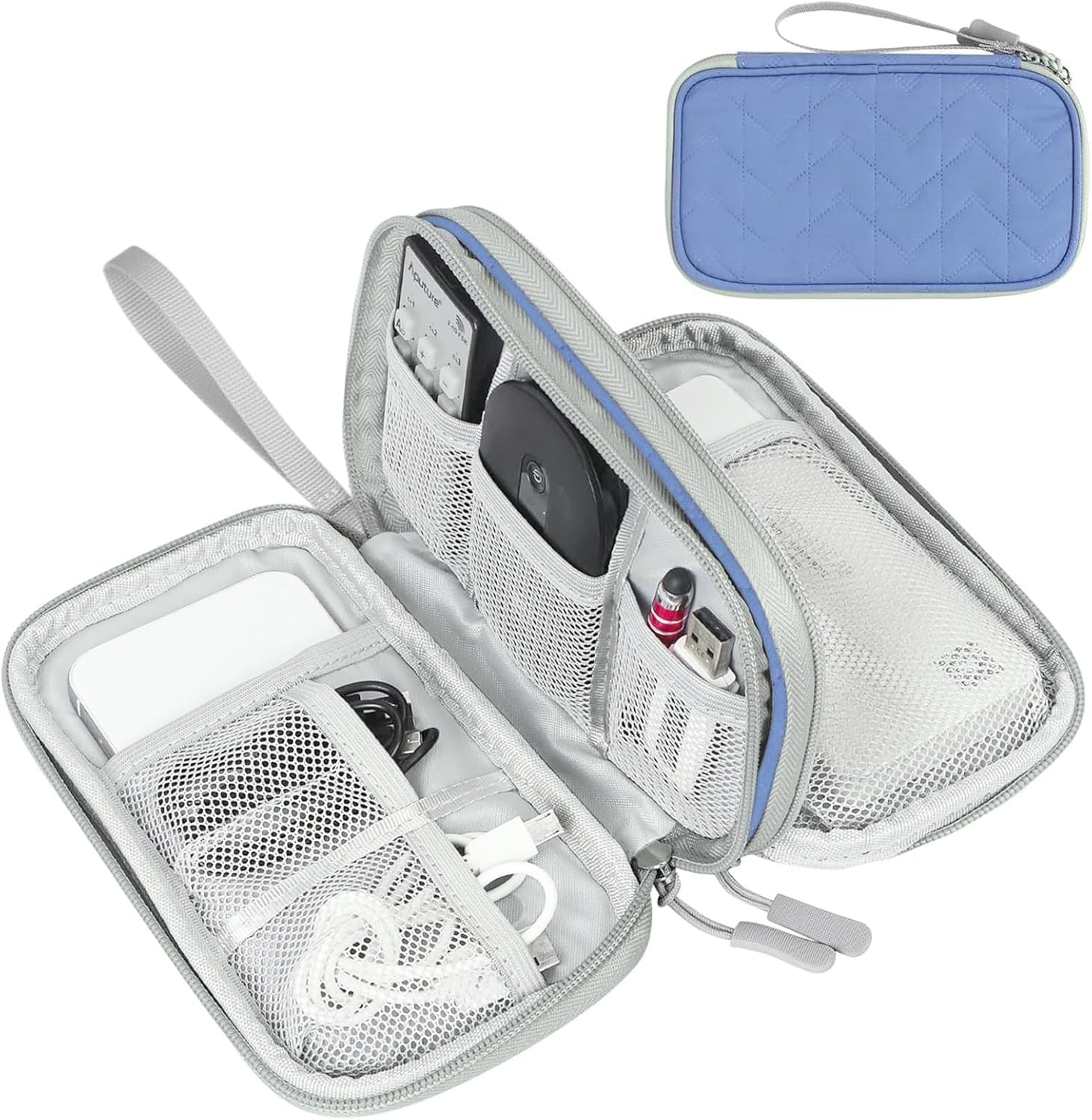 FYY Electronic Organizer, Travel Tech Pouch Bag, Cable Organizer Black | Wrist Strap, Waterproof,