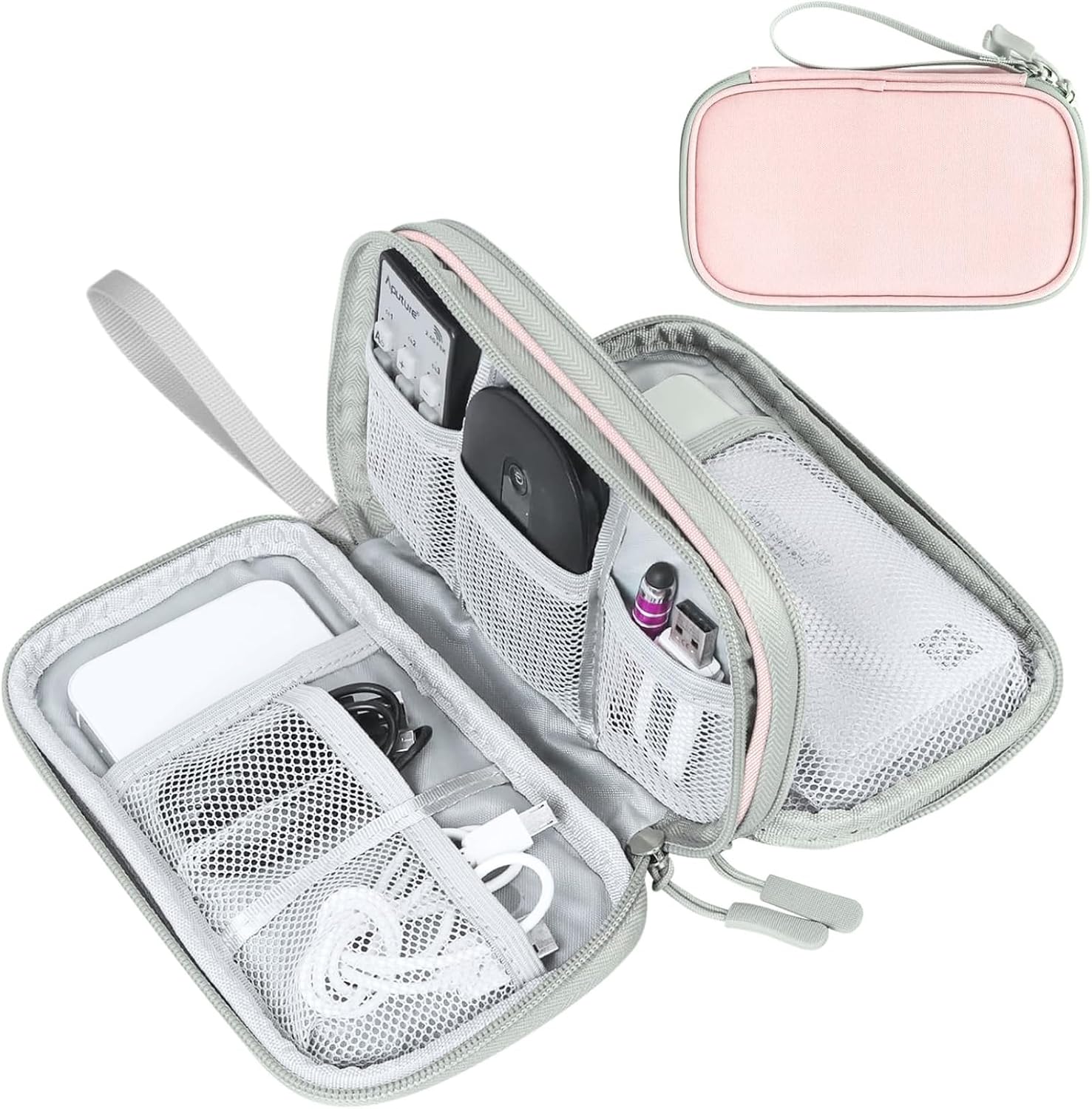 FYY Electronic Organizer, Travel Tech Pouch Bag, Cable Organizer Black | Wrist Strap, Waterproof,