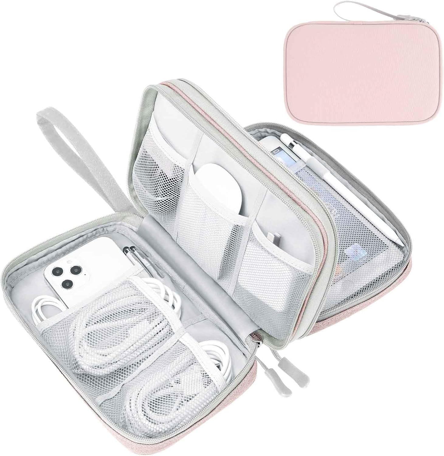 FYY Electronic Organizer, Travel Tech Pouch Bag, Cable Organizer Black | Wrist Strap, Waterproof,