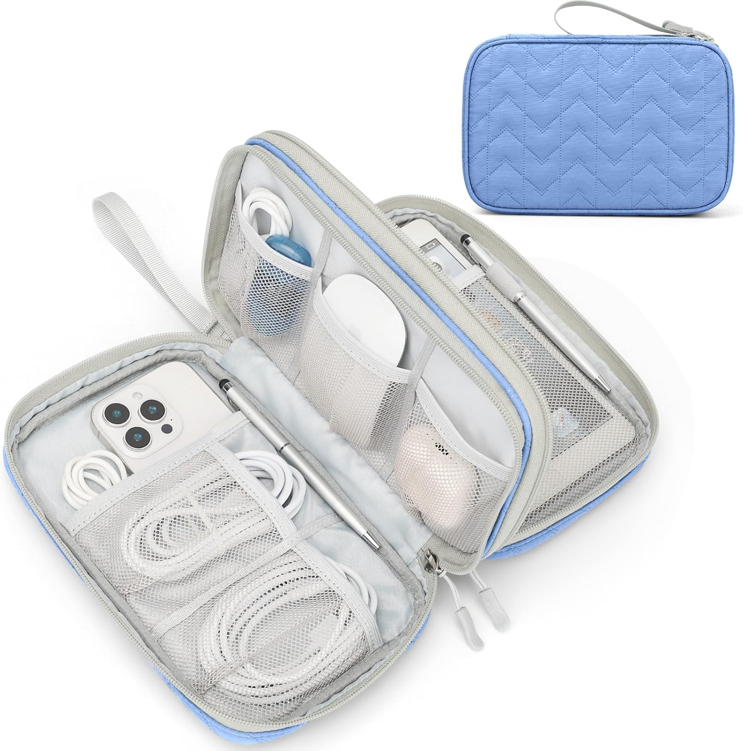 FYY Electronic Organizer, Travel Tech Pouch Bag, Cable Organizer Black | Wrist Strap, Waterproof,