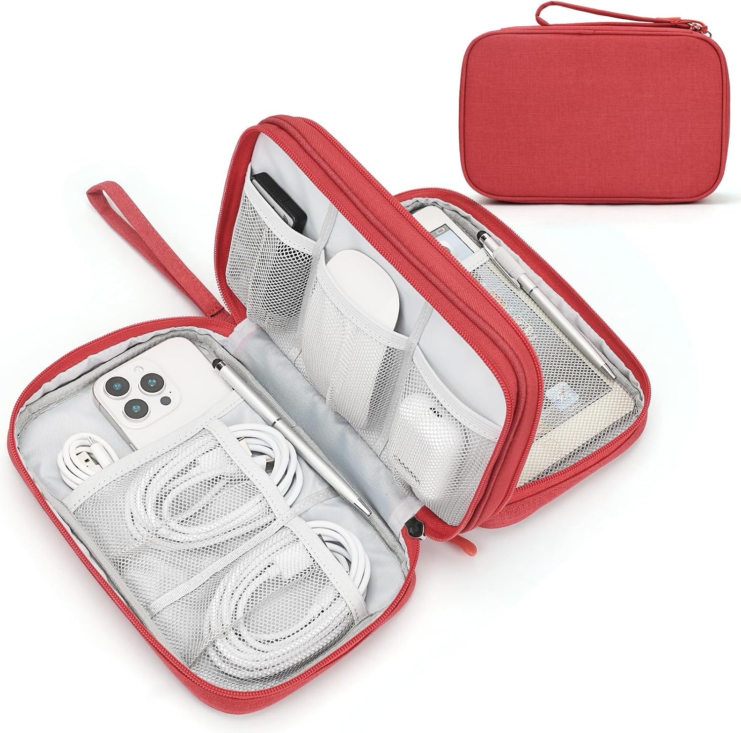 FYY Electronic Organizer, Travel Tech Pouch Bag, Cable Organizer Black | Wrist Strap, Waterproof,
