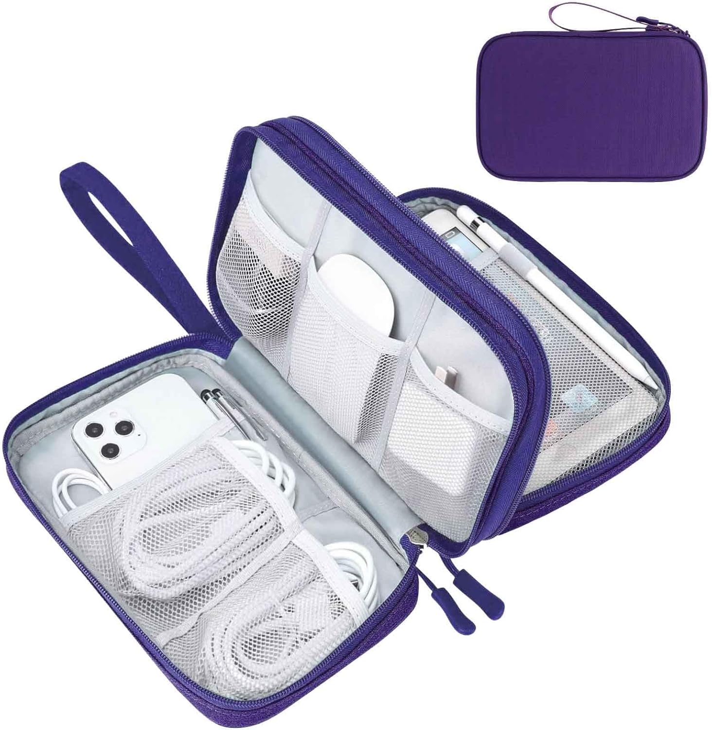 FYY Electronic Organizer, Travel Tech Pouch Bag, Cable Organizer Black | Wrist Strap, Waterproof,