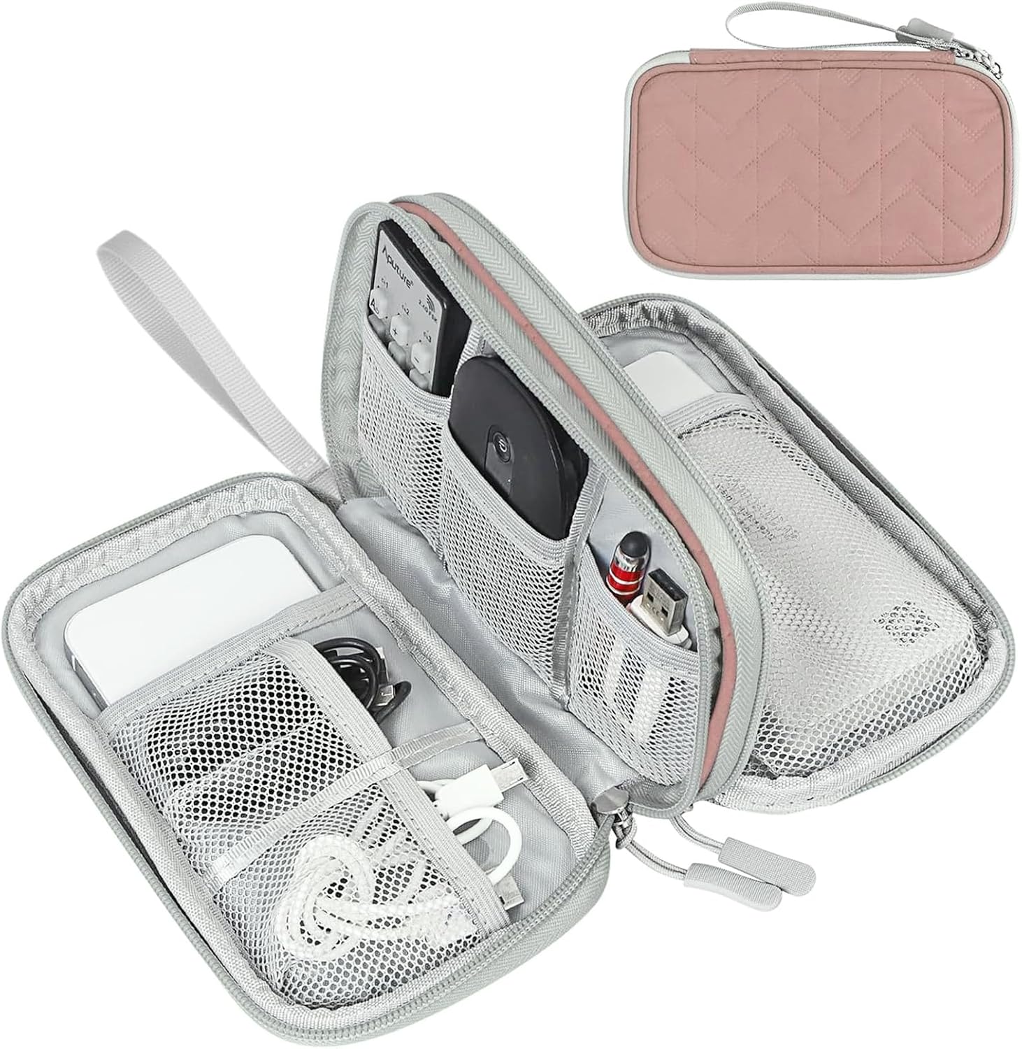 FYY Electronic Organizer, Travel Tech Pouch Bag, Cable Organizer Black | Wrist Strap, Waterproof,