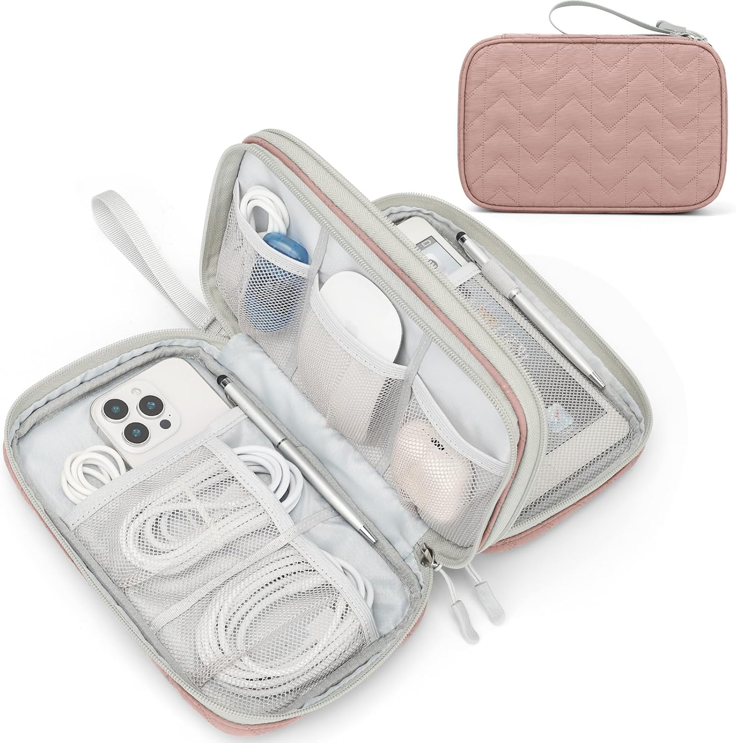 FYY Electronic Organizer, Travel Tech Pouch Bag, Cable Organizer Black | Wrist Strap, Waterproof,