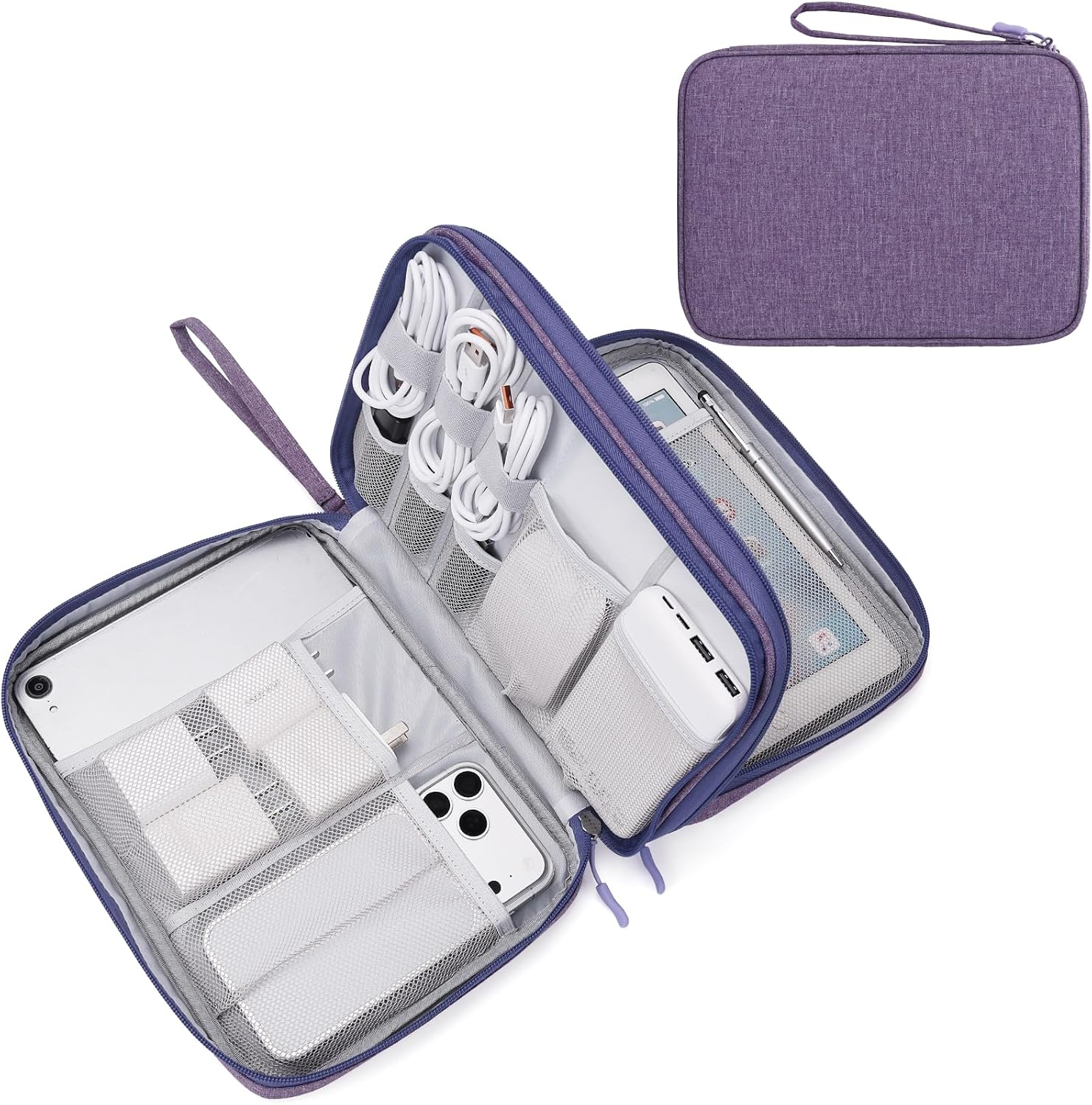 FYY Electronic Organizer, Travel Tech Pouch Bag, Cable Organizer Black | Wrist Strap, Waterproof,