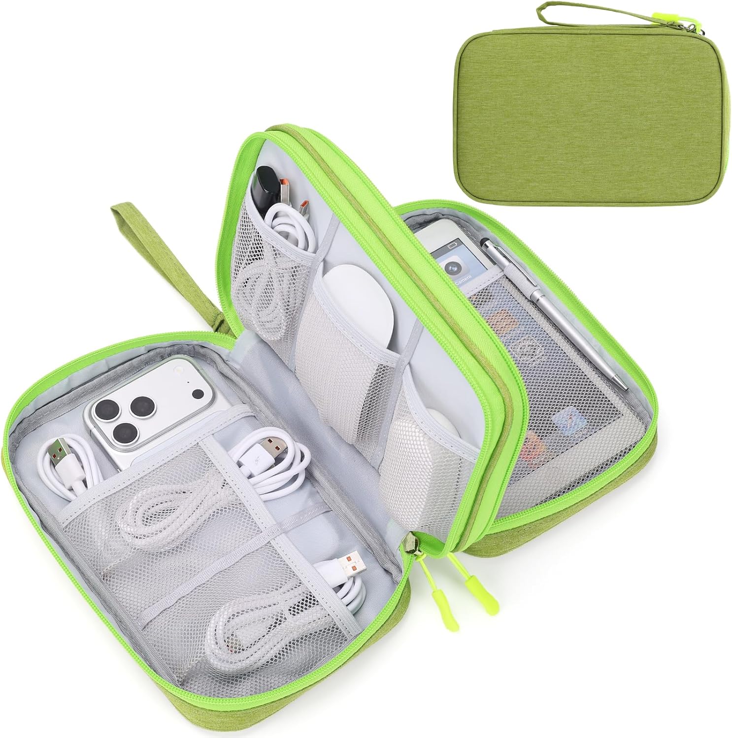 FYY Electronic Organizer, Travel Tech Pouch Bag, Cable Organizer Black | Wrist Strap, Waterproof,