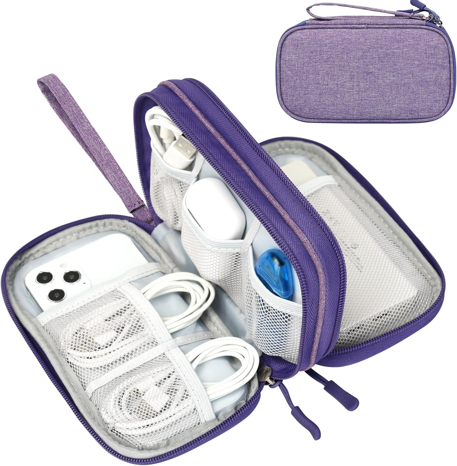 FYY Electronic Organizer, Travel Tech Pouch Bag, Cable Organizer Black | Wrist Strap, Waterproof,
